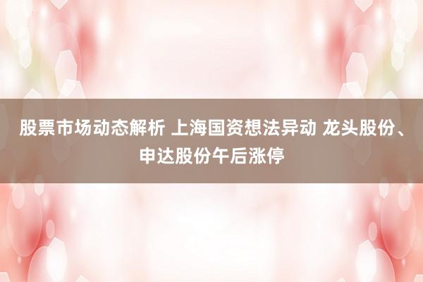 股票市场动态解析 上海国资想法异动 龙头股份、申达股份午后涨停