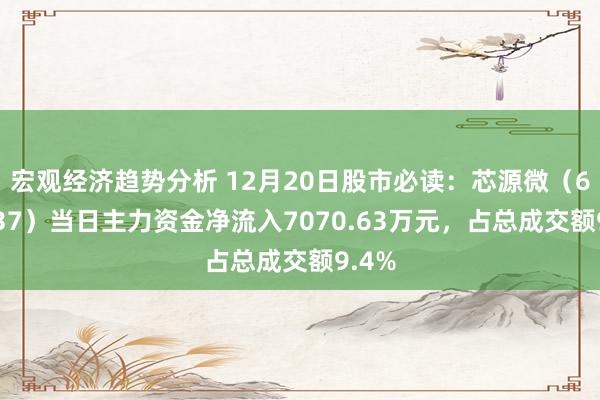 宏观经济趋势分析 12月20日股市必读：芯源微（688037）当日主力资金净流入7070.63万元，占总成交额9.4%